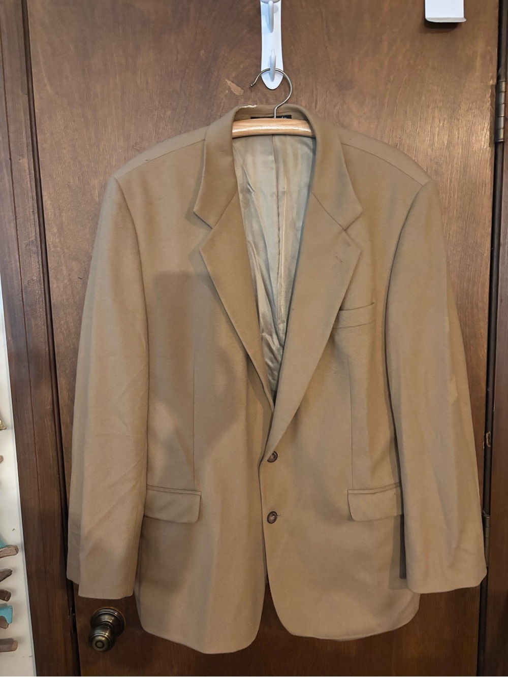 Luxurious Cashmere & Virgin Wool Blend Men's Blazer Coat in Tan